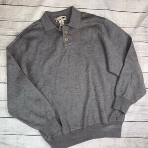 I Levrieri Men's 100% Pure Marino Wool 3-Button Collared Sweater Gray Size XL